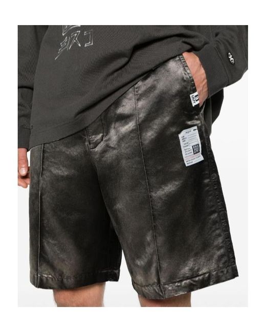 Maison Mihara Yasuhiro Gray Logo Patch Satin Bermuda Shorts for men