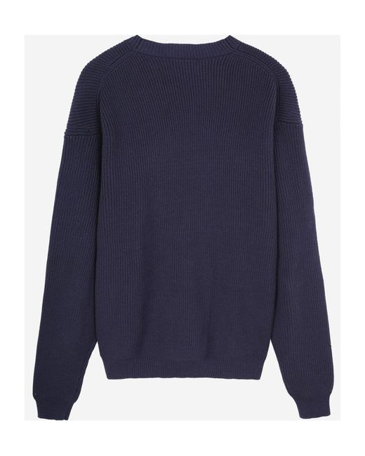 Maison Kitsuné Blue Maison Kitsuné Fox Head Embroidered Knitted Cardigan for men