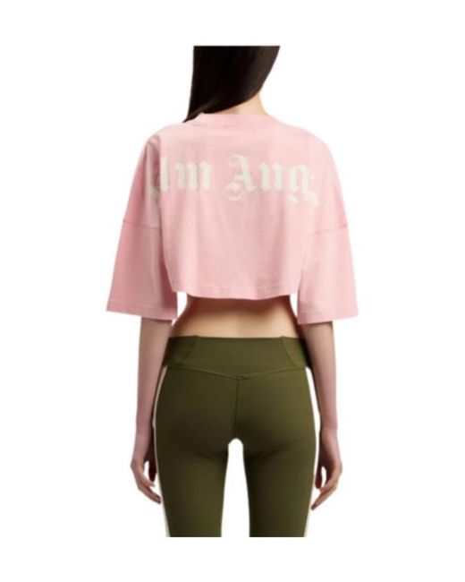 Palm Angels Red Cropped Printed T-Shirt