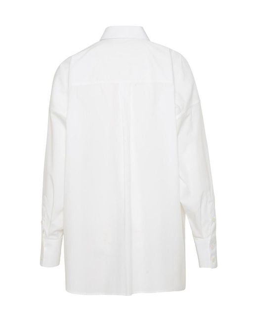 Dolce & Gabbana White Lace Trim Long-Sleeved Shirt