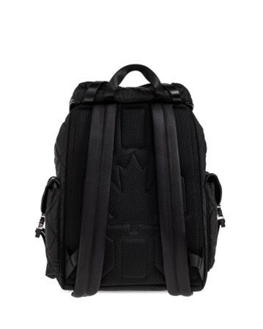 DSquared² Black Quilted Backpack for men