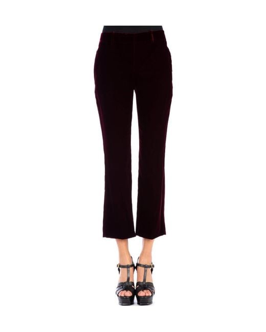 Saint Laurent Purple Cropped Flared Pants