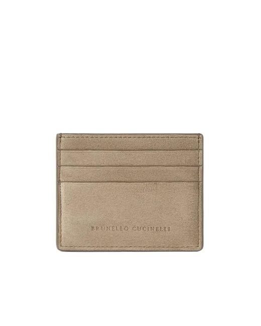 Brunello Cucinelli Natural Suede Card Holder