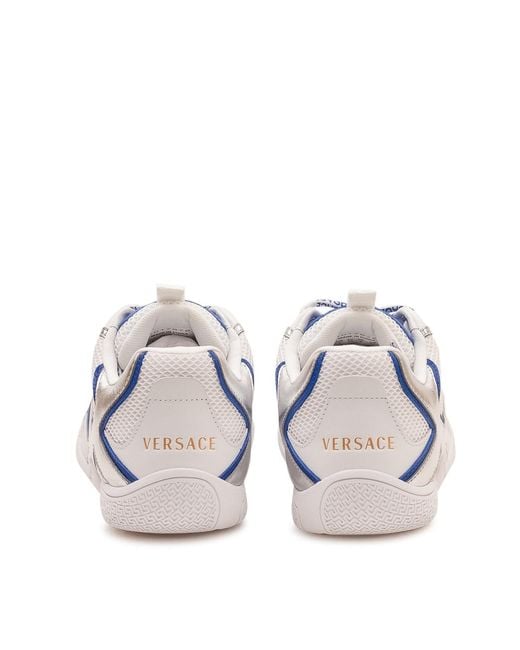 Versace Blue Mesh Lace-Up Sneakers for men
