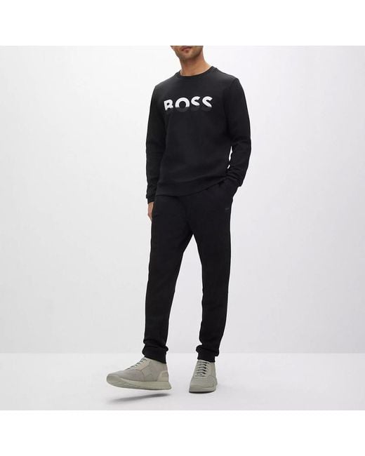 Boss Black Colour-Block Logo Sweatshirt for men