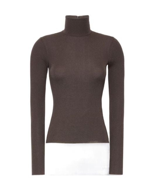 Max Mara Brown Wool Yarn Polo-Neck Sweater