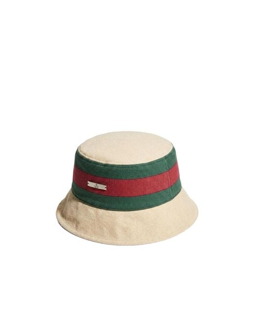 Gucci White Stripe Detailed Bucket Hat