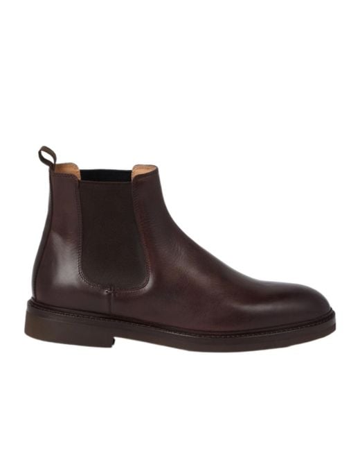 Brunello Cucinelli Brown Round-Toe Chelsea Ankle Boots for men