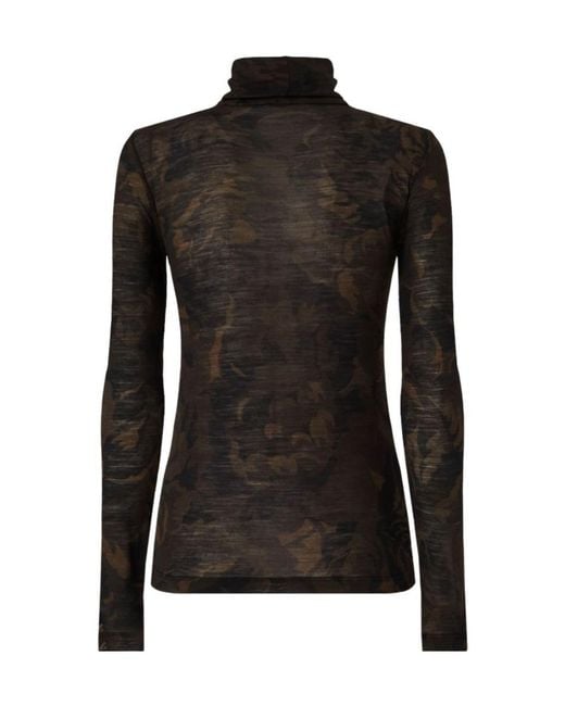 Pinko Black Floral-Print Roll-Neck Top