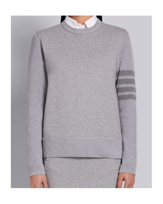 Thom Browne Gray Tonal 4-Bar Loopback Sweatshirt