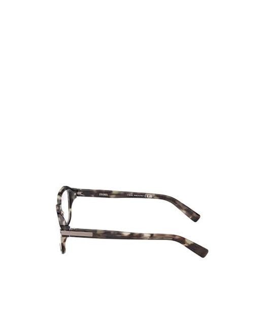 Zegna White Square Frame Glasses for men