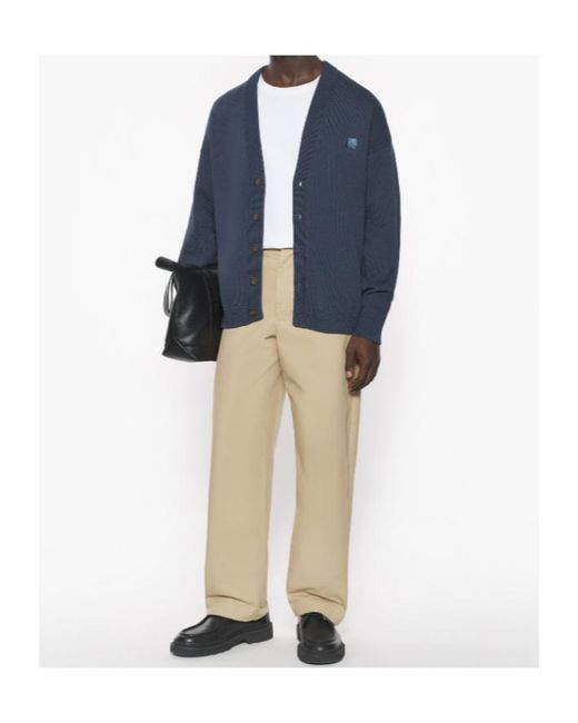 Maison Kitsuné Blue Maison Kitsuné Bold Fox Head Patch Comfort Cardigan for men