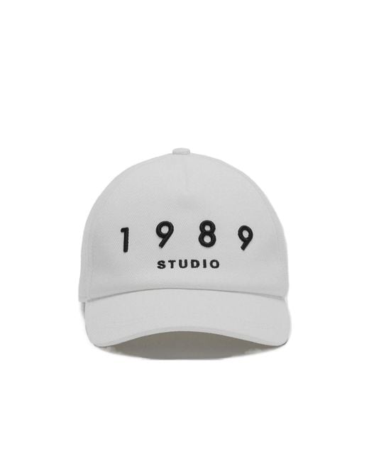 1989 STUDIO White Logo Embroidered Hat for men