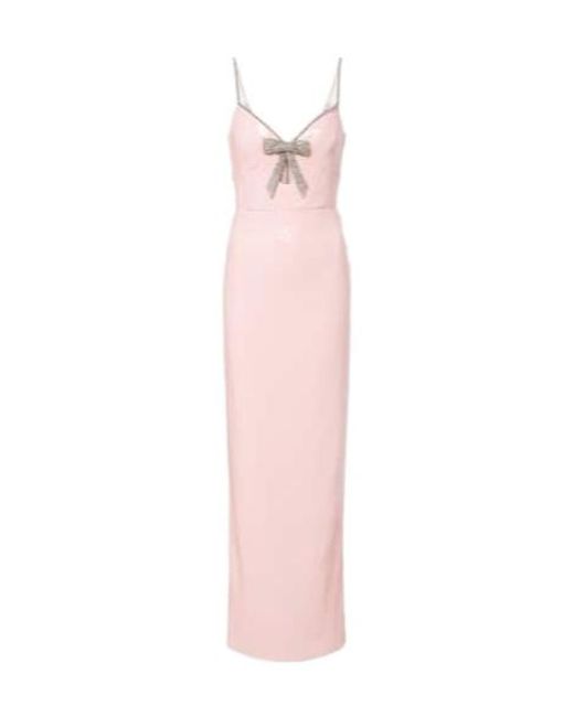 Rebecca Vallance Pink Lena Bow-Detail Sequined Gown