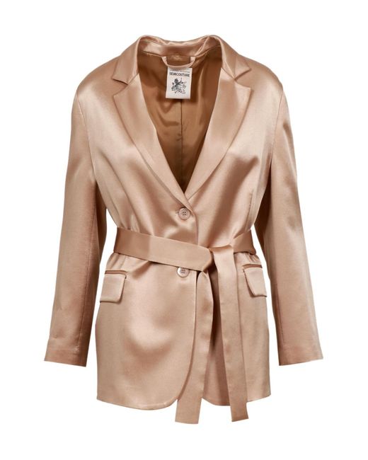 Semicouture Natural Semi Couture Christiana Jacket With Lapels And Belt