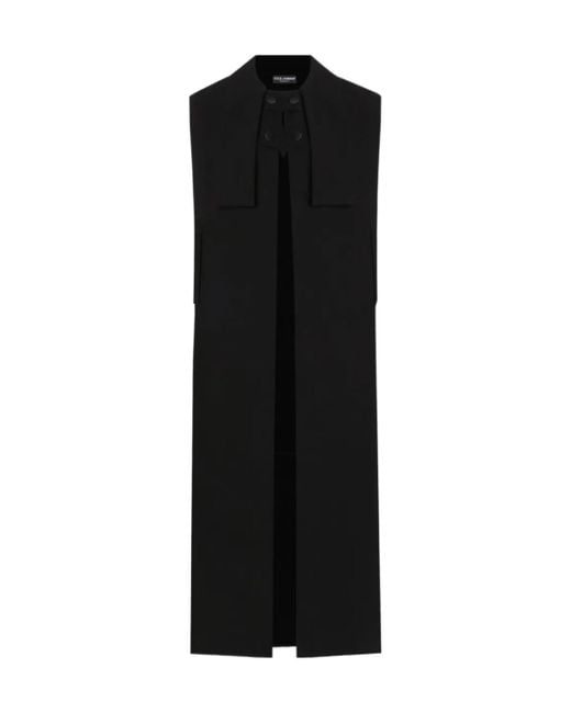 Dolce & Gabbana Black Scarf Collar Cape