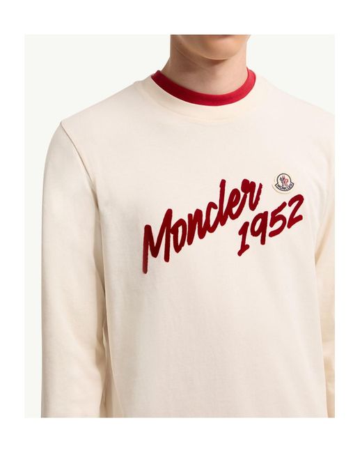 Moncler Pink Logo Cotton Jersey Long Sleeve T-Shirt for men