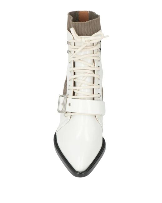 Chloé White Two-Tone Spliced Sock Boots