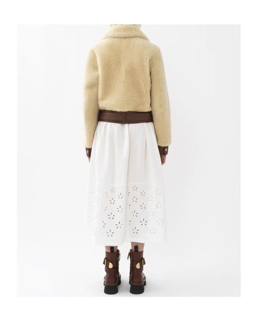 Chloé Natural Chloé Shearling Zipped Bomber Jacket