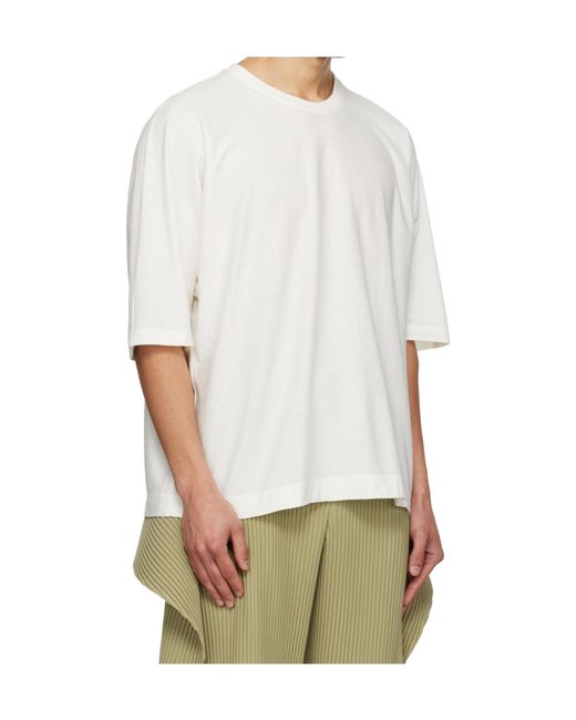 Homme Plissé Issey Miyake White Basic T-Shirt for men