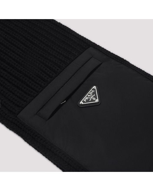 Prada Black Ribbed Pocket Scarf for men