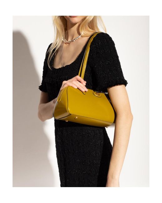 Tory Burch Yellow Logo-Patch Detail Shoulder Bag