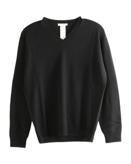 The Row Black Numi V-Neck Long-Sleeve Top