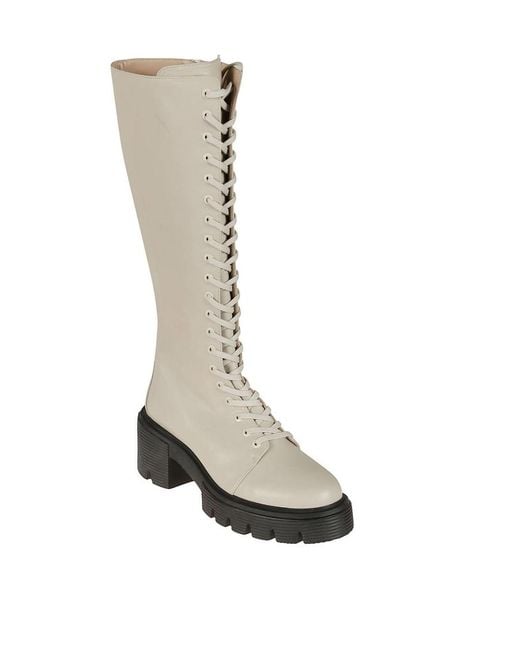 Stuart Weitzman White Soho Heeled Boots