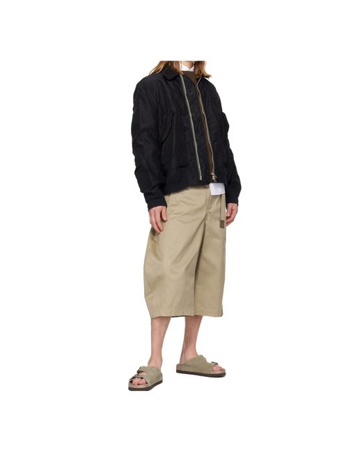 Sacai Black Zip-Up Bomber Jacket for men