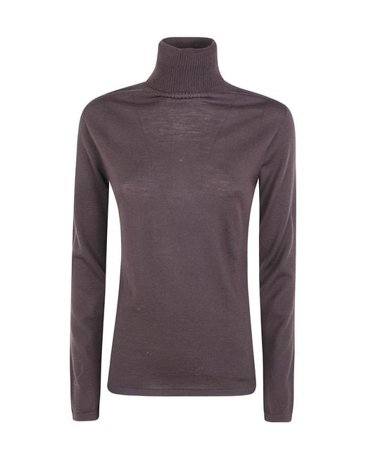 D.exterior Purple Ribbed-Knit Turtleneck Sweater