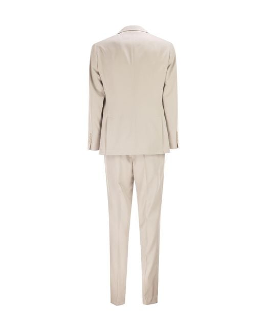 Brunello Cucinelli Natural Two-Button Pleated Suit for men