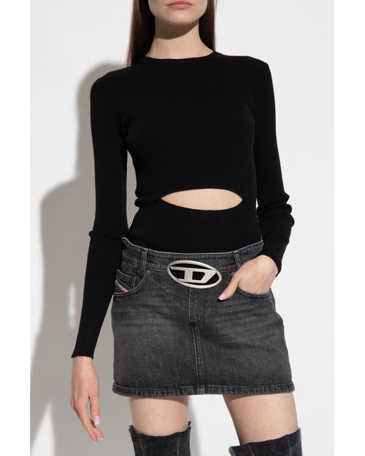 DIESEL Black Peris Cut-Out Ribbed-Knit Top