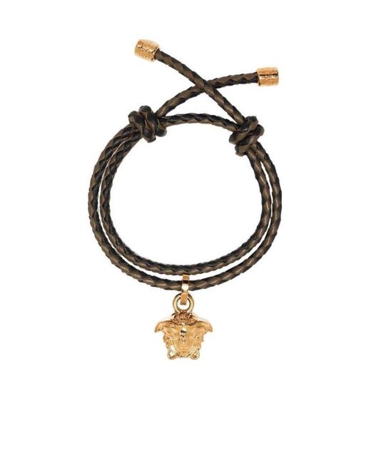 Versace Brown Medusa Head Charm Braided Bracelet for men