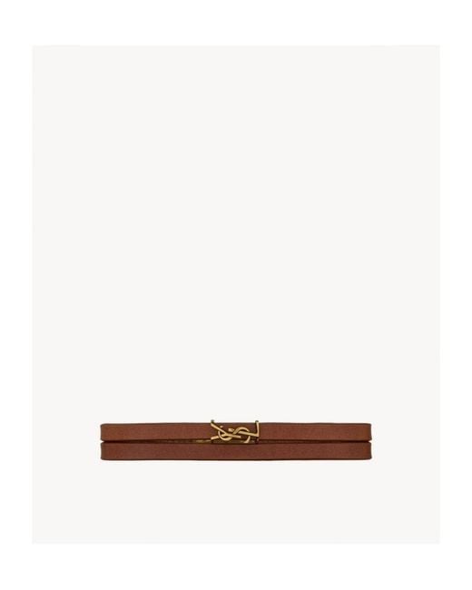 Saint Laurent White Cassandre Double-Wrap Bracelet