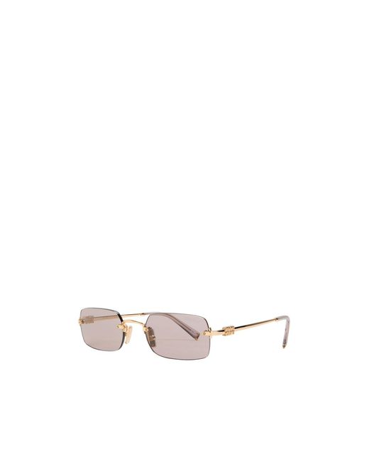 Miu Miu White Frameless Rectangular Sunglasses