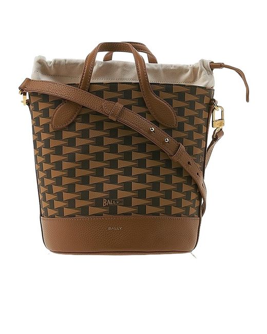 Bally Brown Logo Shoulder Bag