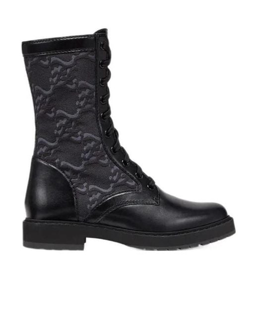 Fendi Black Logo-Debossed Combat Boots
