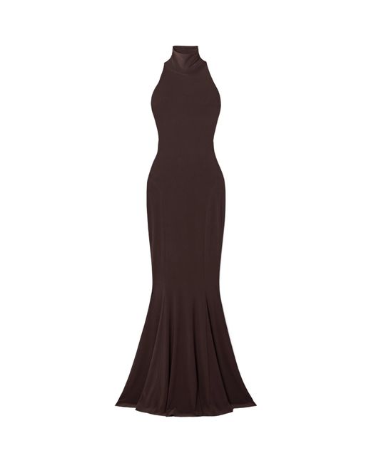 Norma Kamali Brown Fishetail Fitted Long Dress