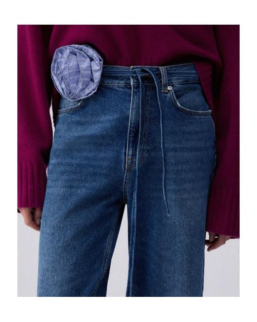Liu Jo Blue Logo Patch Straight-Leg Jeans