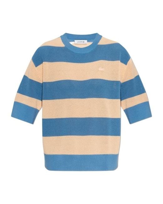 Lacoste Blue Striped Round-Neck Knitted T-Shirt