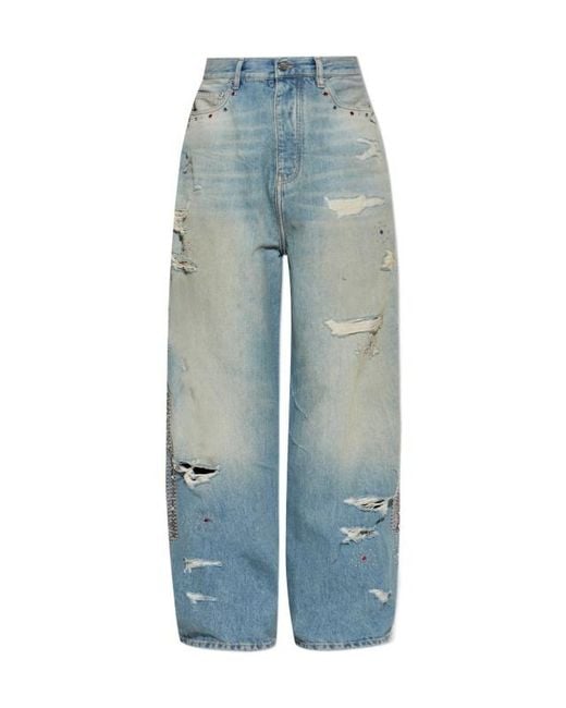 Amiri Blue Distressed Embellished Jeans for men
