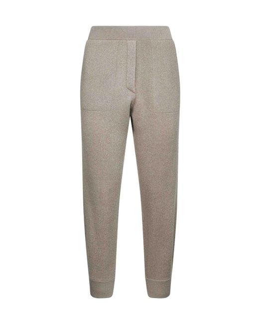 Brunello Cucinelli Gray Ribbed Tapered Leg Trousers