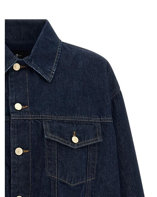 7 For All Mankind Blue Button-Down Denim Jacket
