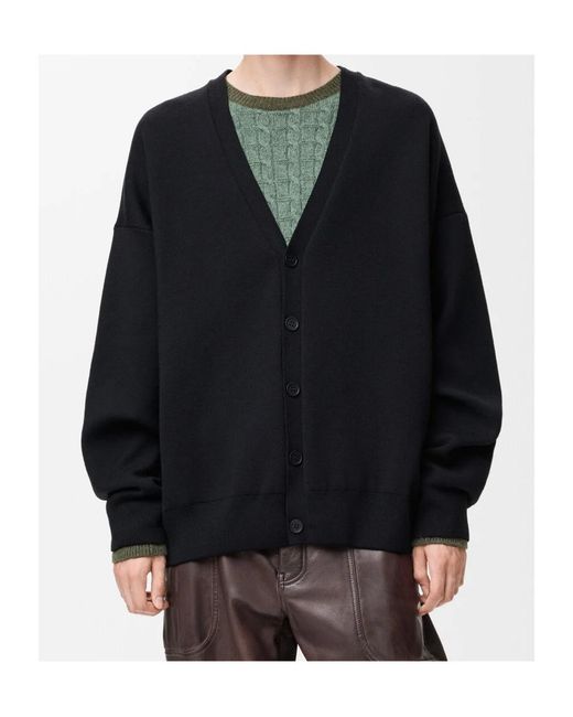 Loewe Blue V-Neck Knitted Cardigan for men
