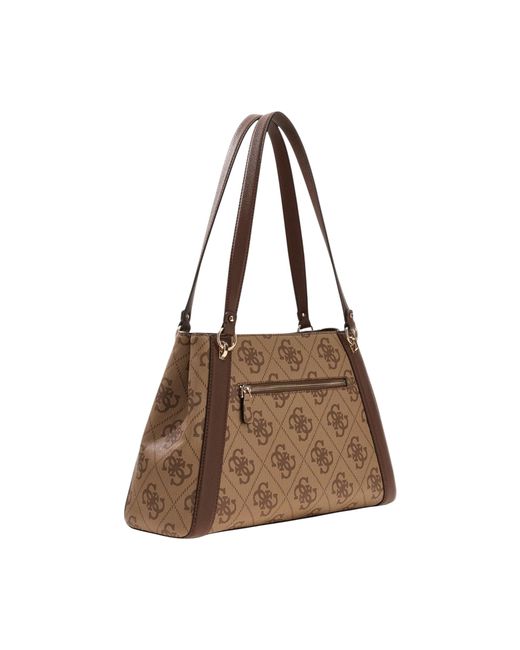 Guess Brown Zippered Shoulder Bag