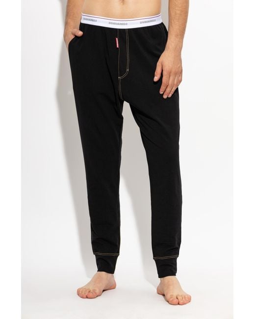 DSquared² Black Elastic-Waist Casual Trousers for men