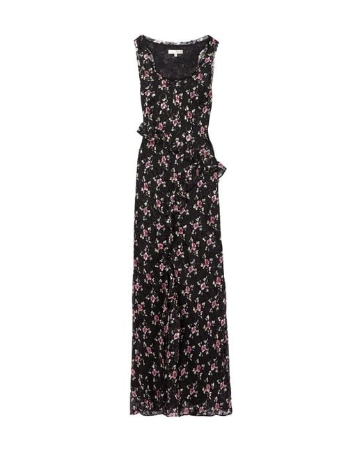 LoveShackFancy Black Thisbe Ruffled Printed Maxi Dress