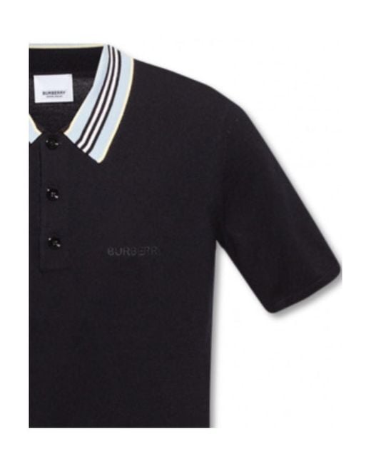 Burberry Black Icon Stripe Polo Shirt for men