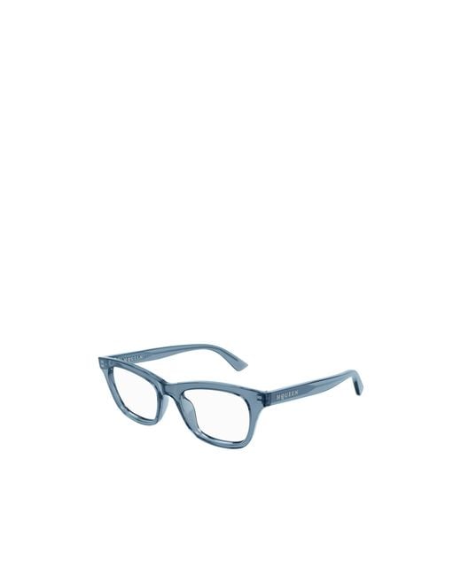 McQueen Blue Eyewear Square Frame Glasses