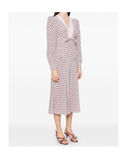 Alessandra Rich Purple Small Rose Print Dress
